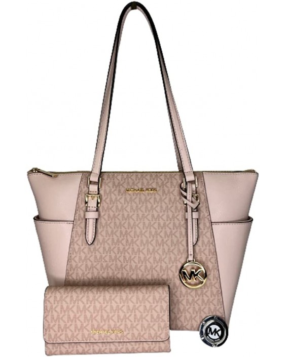 Michael Kors Charlotte Large Zip Tote bundled with matching Trifold, Purse Hook and Skinny Scarf