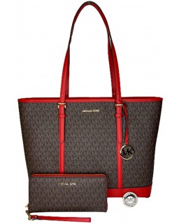 Michael Kors Jet Set Travel Large TZ Tote bundled with Large Travel Continental and Michael Kors Purse Hook