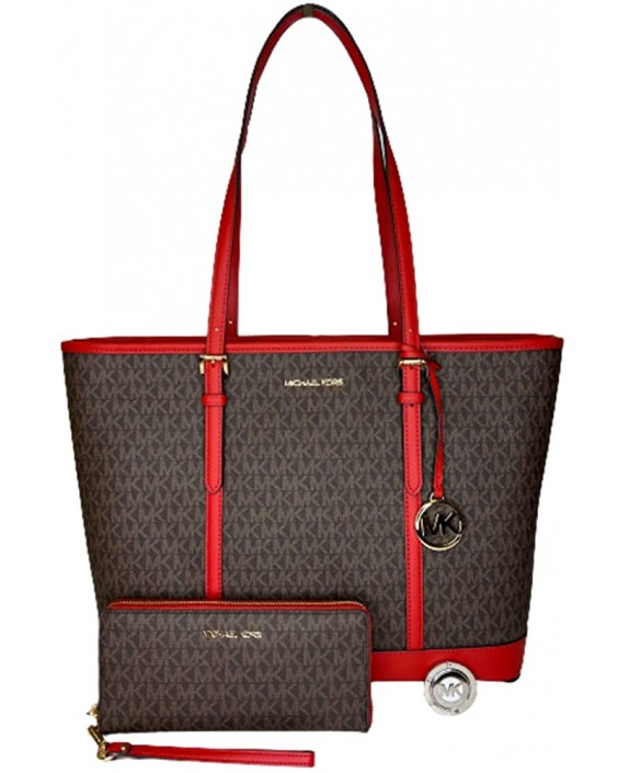 Michael Kors Jet Set Travel Large TZ Tote bundled with Large Travel Continental and Michael Kors Purse Hook