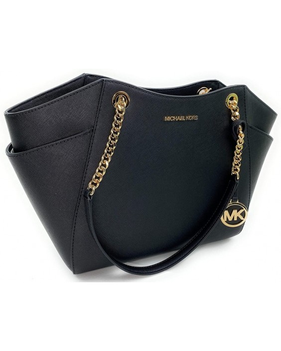 Michael Kors Jet Set Travel Large Chain Tote bundled with Michael Kors Jet Set Travel Trifold (Black)