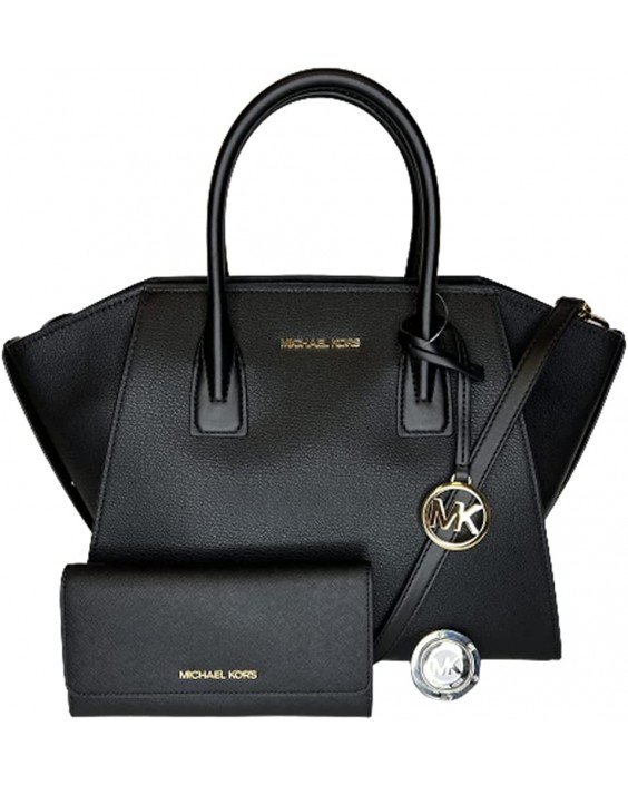 Michael Kors Avril Large Top-Zip Satchel bundled with Trifold and Michael Kors Purse Hook