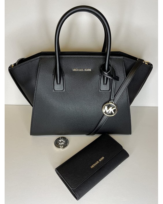 Michael Kors Avril Large Top-Zip Satchel bundled with Trifold and Michael Kors Purse Hook