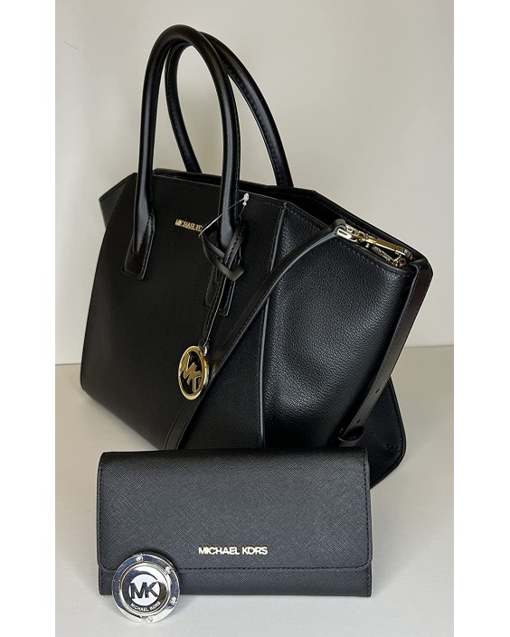 Michael Kors Avril Large Top-Zip Satchel bundled with Trifold and Michael Kors Purse Hook