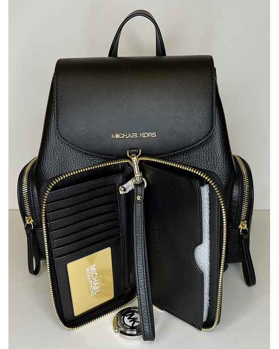 Michael Kors Jet Set MD Chain Backpack bundled with Jet Set Travel LG Flat MF Phone and Michael Kors Purse Hook (Black)