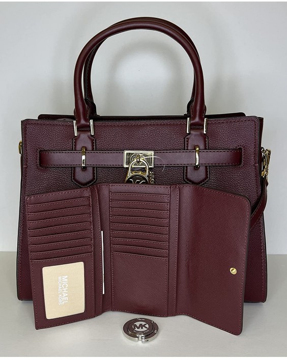 Michael Kors Hamilton MD Satchel bundled with Trifold and Purse Hook