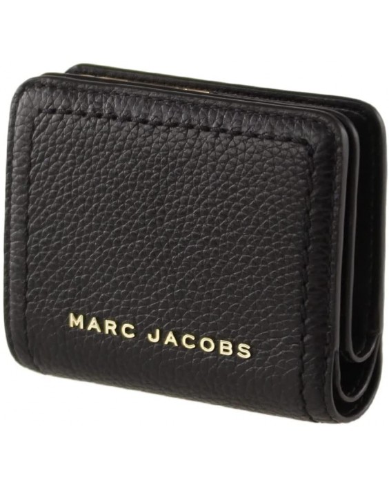 Marc Jacobs S101L01SP21 Black With Gold Hardware Top Stitched Compact Zip Kožená