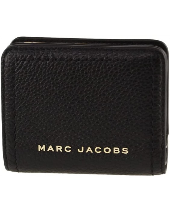 Marc Jacobs S101L01SP21 Black With Gold Hardware Top Stitched Compact Zip Kožená