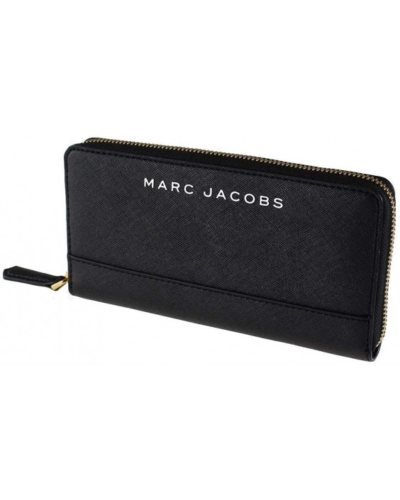 Marc Jacobs M0015160 Black With Gold Hardware Logo Continental Saffiano Kožená