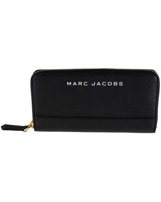 Marc Jacobs M0015160 Black With Gold Hardware Logo Continental Saffiano Kožená