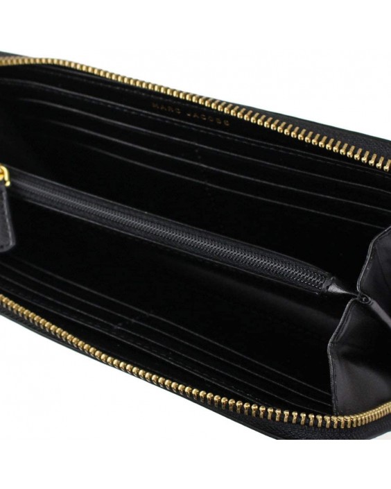 Marc Jacobs M0015160 Black With Gold Hardware Logo Continental Saffiano Kožená