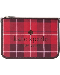 Kabelka Kate Spade New York Ella Plaid Large Zip Pouch Bright Rose Multi