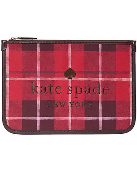 Kabelka Kate Spade New York Ella Plaid Large Zip Pouch Bright Rose Multi