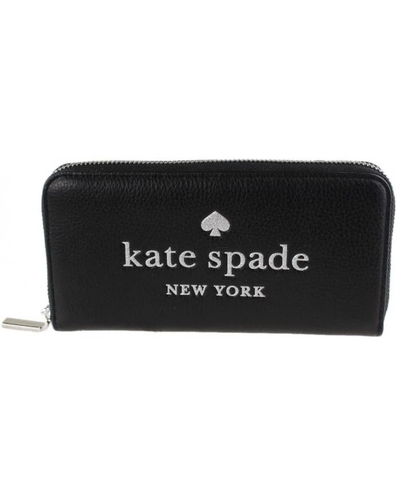 Kate Spade New York glitter on large continental in black/silver