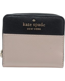 Kate Spade Staci Colorblock Small Zip Around Warm Beige Black Multi