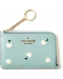 Kate Spade Darcy Daisy Embroidered Medium L-Zip Card Holder