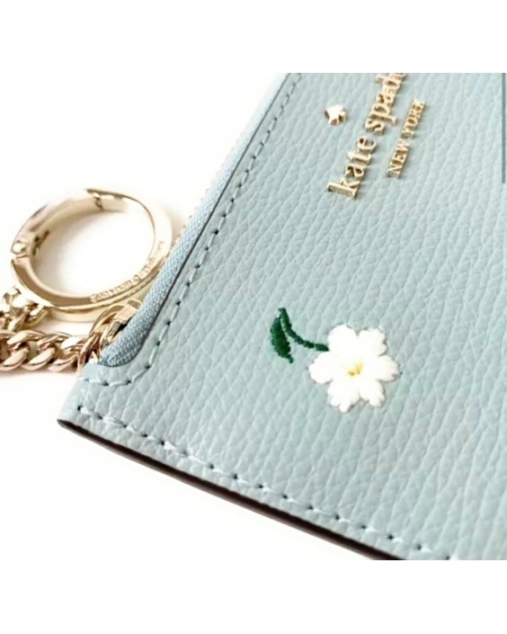 Kate Spade Darcy Daisy Embroidered Medium L-Zip Card Holder