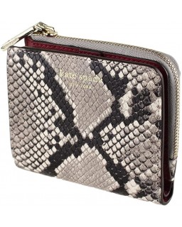 Kate Spade New York Eva Exotic Snake L-Zip Small Bifold (Grey, Black, Creme)