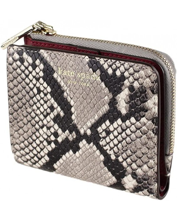 Kate Spade New York Eva Exotic Snake L-Zip Small Bifold (Grey, Black, Creme)