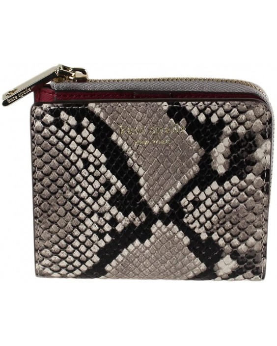 Kate Spade New York Eva Exotic Snake L-Zip Small Bifold (Grey, Black, Creme)