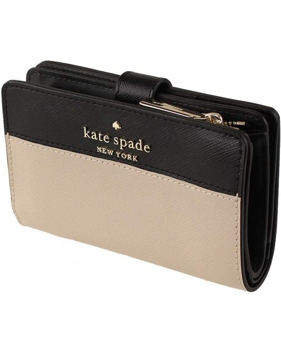 Kate Spade New York staci colorblock medium compact bifold (Warm Beige)