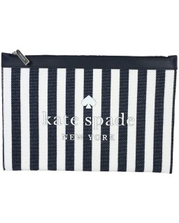 Kabelka Kate Spade Tate Stripe Large Zip Canvas Pouch Slim Travel Clutch, Blazer Blue