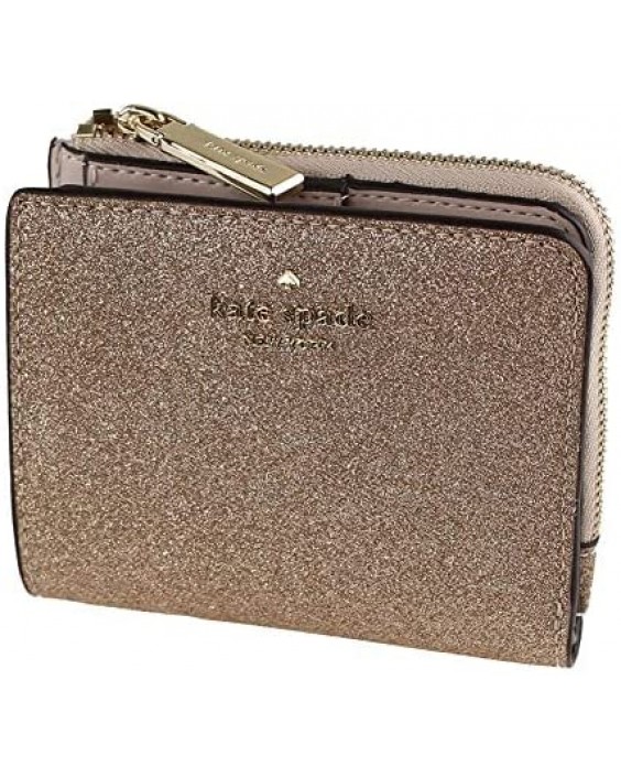 Kate Spade New York Shimmy Glitter BOXED Small L-zip Bifold, ROSE GOLD