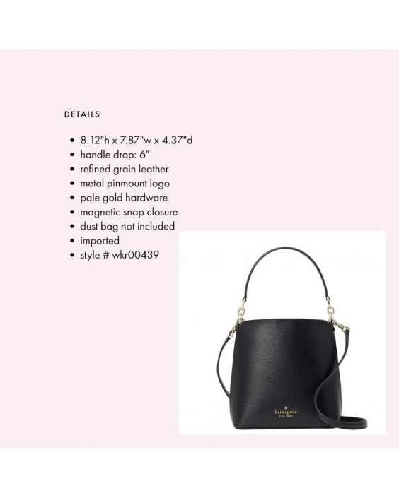 Kabelka KATE SPADE DARCY SMALL BUCKET CROSSBODY Kožená IN BLACK