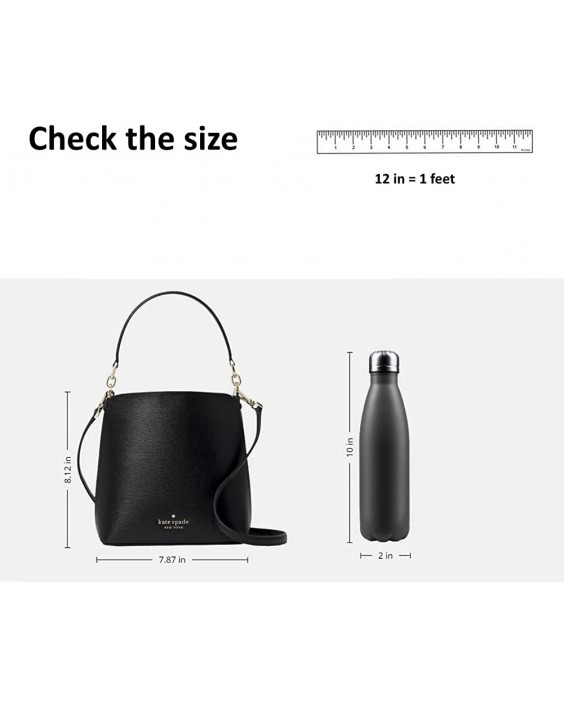 Kabelka KATE SPADE DARCY SMALL BUCKET CROSSBODY Kožená IN BLACK