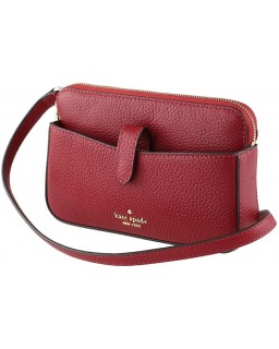 Kabelka KATE Spade New York LEILA SMALL TAB CROSSBODY PEBBLED Kožená (RED CURRANT)