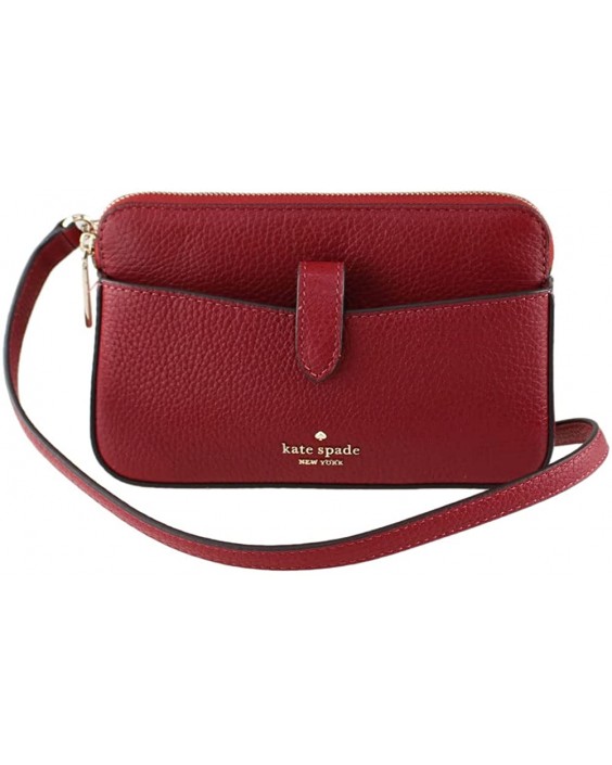 Kabelka KATE Spade New York LEILA SMALL TAB CROSSBODY PEBBLED Kožená (RED CURRANT)