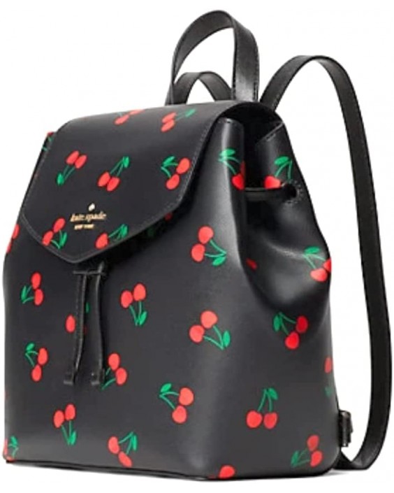 Kabelka Kate Spade Lizzie Medium Flap Backpack Black Purse Cherry Print