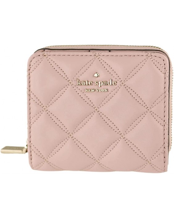 Kate Spade Natalia Quilted Smooth Kožená Small Zip Around Rose Smoke