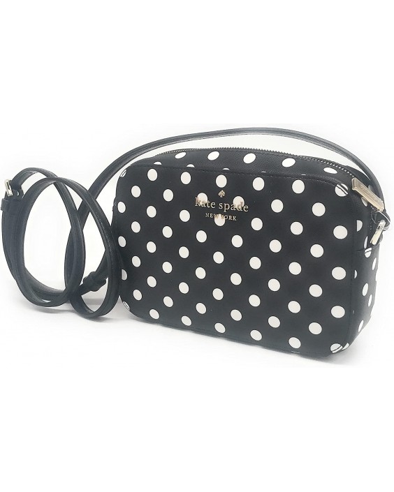 Kabelka Kate Spade New York Staci Saffiano Kožená Mini Camera Crossbody (Black Polka Dot)