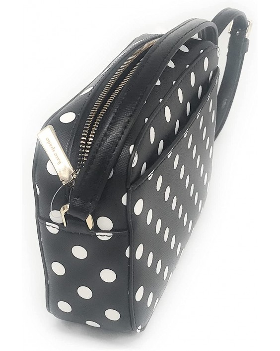 Kabelka Kate Spade New York Staci Saffiano Kožená Mini Camera Crossbody (Black Polka Dot)