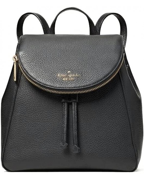 Kabelka KATE SPADE LEILA MEDIUM FLAP BACKPACK TOTE BLACK SOFT Kožená