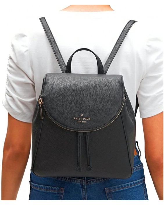 Kabelka KATE SPADE LEILA MEDIUM FLAP BACKPACK TOTE BLACK SOFT Kožená