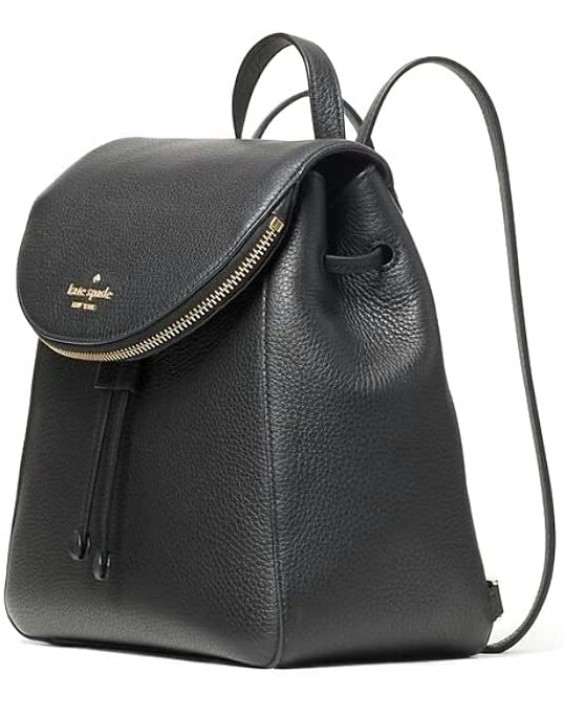 Kabelka KATE SPADE LEILA MEDIUM FLAP BACKPACK TOTE BLACK SOFT Kožená