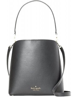 Kabelka KATE SPADE DARCY LARGE BUCKET CROSSBODY PURSE BLACK Kožená