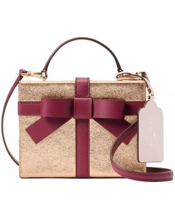 Kabelka Kate Spade Wrapping Party Ribbon Bow Gift Box Crossbody Purse Rose (Gold Wine)