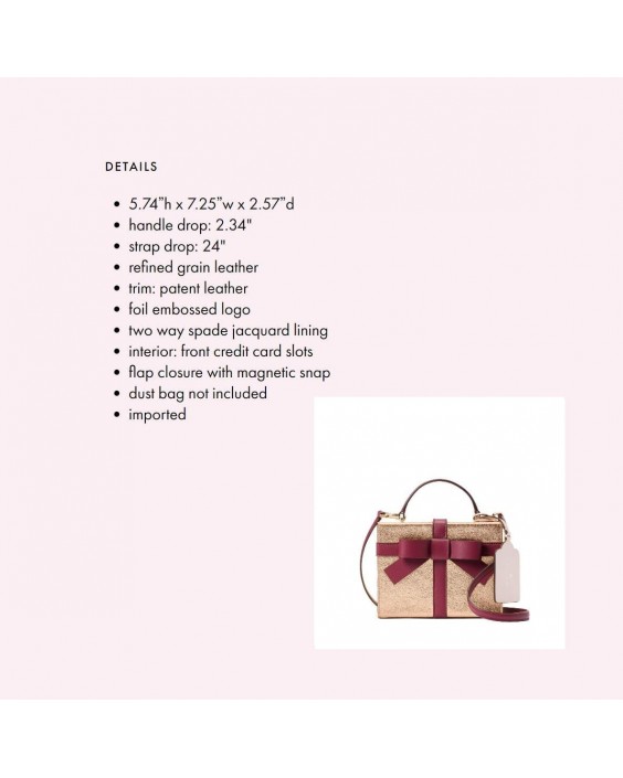 Kabelka Kate Spade Wrapping Party Ribbon Bow Gift Box Crossbody Purse Rose (Gold Wine)