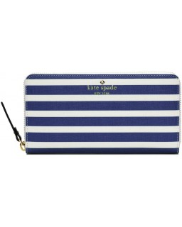 Kate Spade Fairmount Square Striped Lacey Continental Zip, Hyacinth Blue/Cream