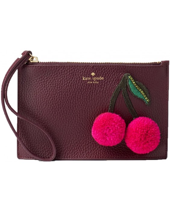 Kabelka Kate Spade On Purpose Cherry Kožená Mini Wristlet, Deep Plum