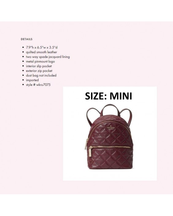 Kabelka Kate Spade New York Natalia Quilted Mini Convertible Backpack in Cherry Wood