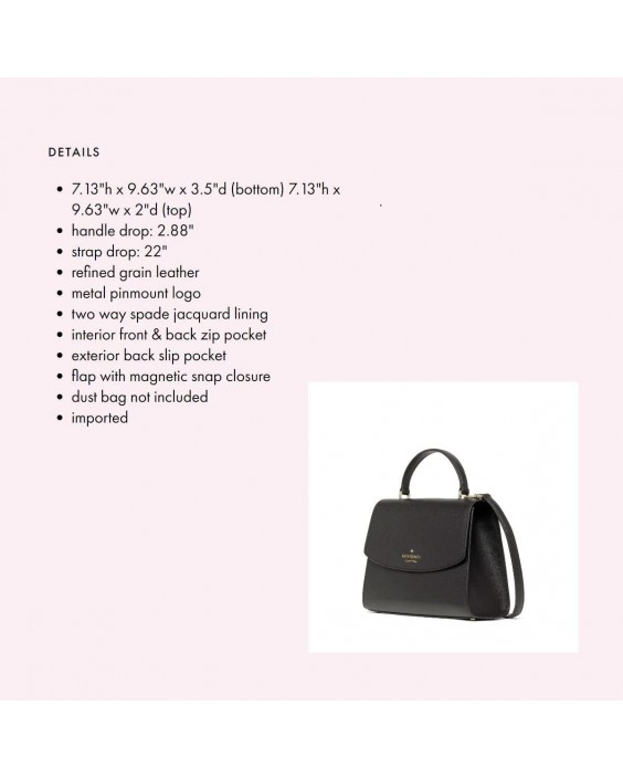 Kabelka Kate Spade Darcy Kožená Top Handle Satchel Crossbody in Black