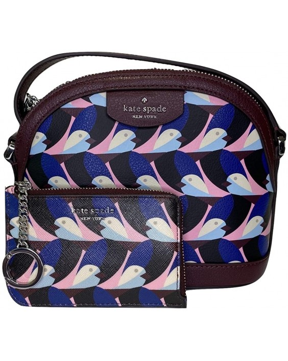 Kate Spade New York Sylvia Dome Crossbody bundled with matching Cameron Medium I-Zip (Geo Birds Multi)