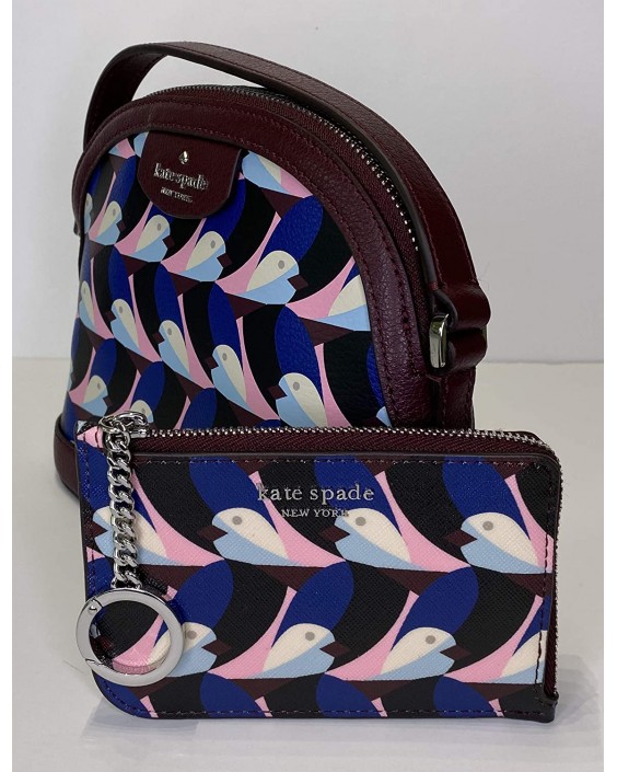 Kate Spade New York Sylvia Dome Crossbody bundled with matching Cameron Medium I-Zip (Geo Birds Multi)