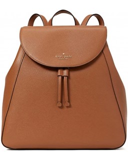 Kabelka KATE SPADE LEILA LARGE FLAP BACKPACK TOTE GINGERBREAD PEBBLED Kožená