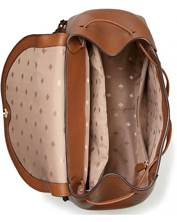 Kabelka KATE SPADE LEILA LARGE FLAP BACKPACK TOTE GINGERBREAD PEBBLED Kožená