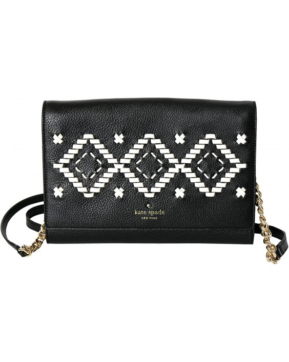 Kabelka Kate Spade Flynn Street Valencia Large Crossbody Black White Braided