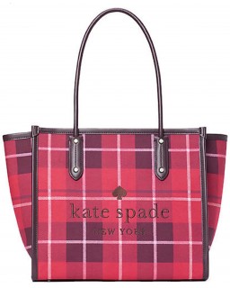 Kabelka Kate Spade New York Ella Plaid Tote Large Bright Rose Multi